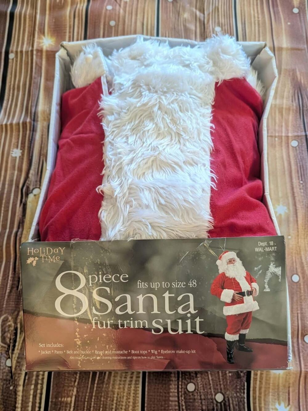 VTG 1990s Holiday Time 8 Piece Adult Christmas Santa Claus Suit Fur Trim NEW